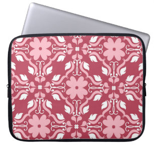 Red, beige floral, seamless wallpaper pattern. laptop sleeve
