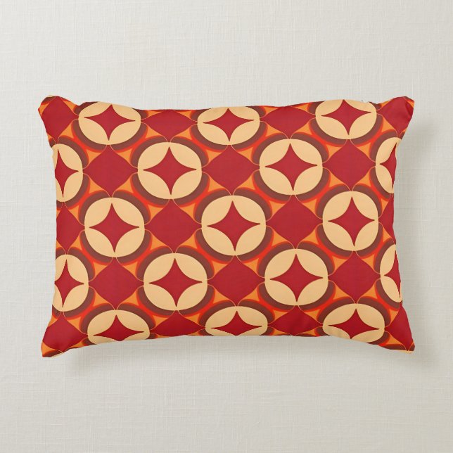 Red Beige Geometric Pattern For Modern Decor ✨ Decorative Cushion (Front)