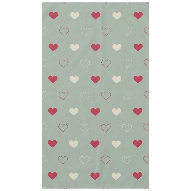 Red & Beige Heart Pattern Wallpaper Tablecloth (Front)