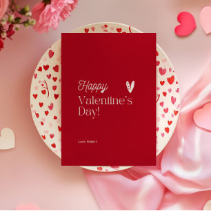 Red  & Beige Heart Typographic Valentine's Day  Invitation