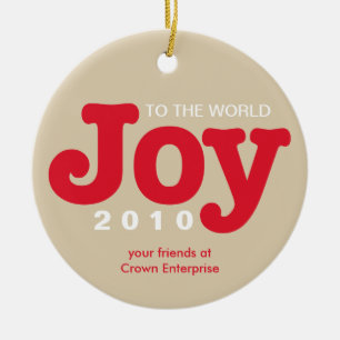 Red beige joy to the world custom business logo ceramic tree decoration