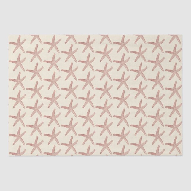 Red Beige Marine Life Starfish Pattern Tissue Paper (Front)