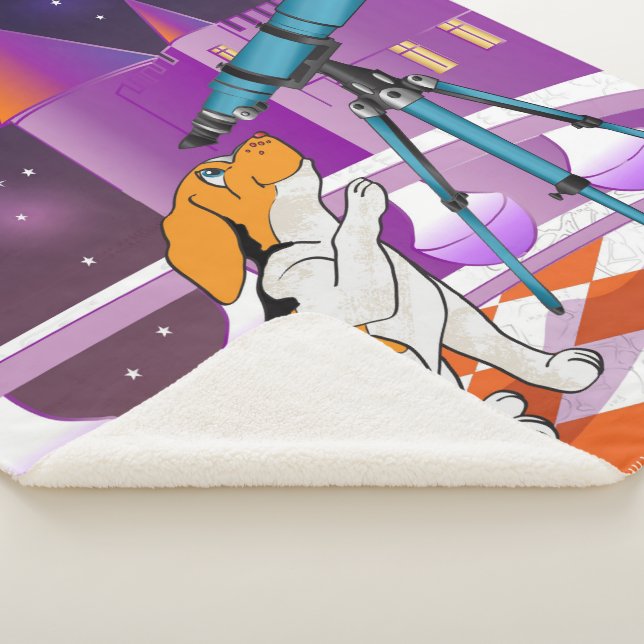 Red beige puppy and telescope in the castle sherpa blanket (3/4)