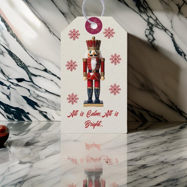 Red Beige Snowflake Nutcracker Gift Tags (Creator Uploaded)