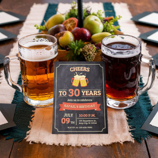 Red Beige Vintage Birthday Invitation