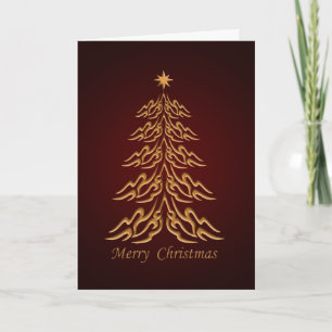 Red Bell  Christmas Tree Greetings Card