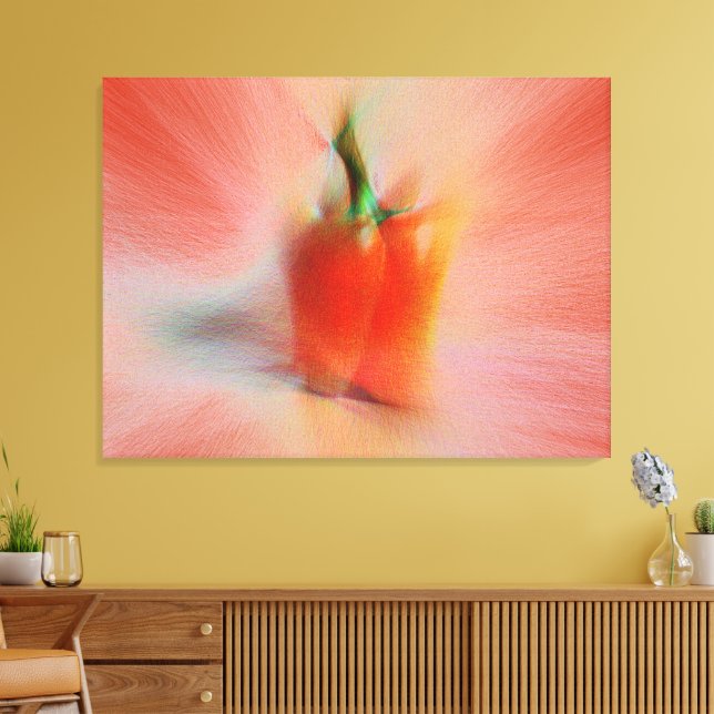 Red Bell Pepper, Customisable Abstract Food Themed Canvas Print (Insitu(LivingRoom))