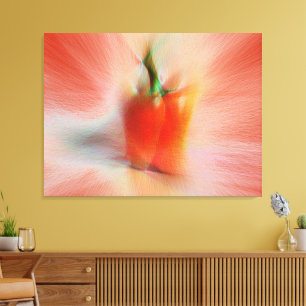 Red Bell Pepper, Customizable Abstract Food Themed Canvas Print