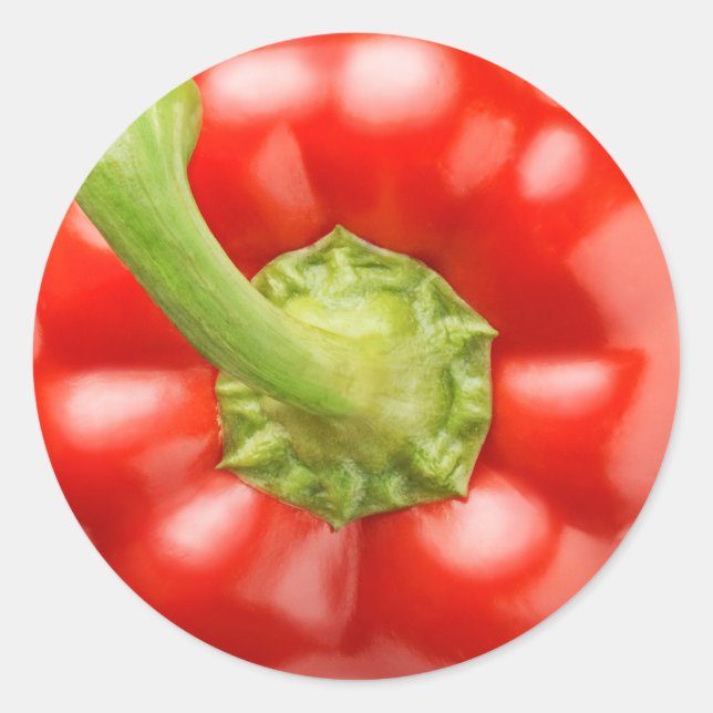 Red bell pepper macro classic round sticker (Front)
