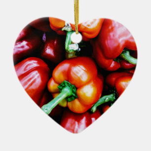 Red Bell Peppers Ceramic Tree Decoration