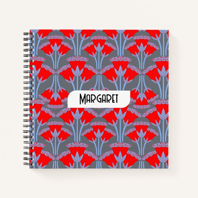 Red Bellflower Name Personalized Cute Notebook (Front)