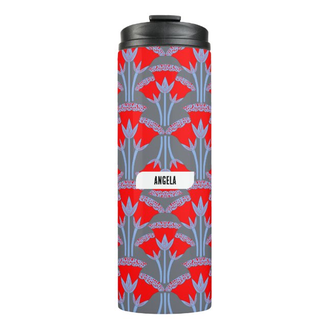 Red Bellflower Personalised Thermal Tumbler (Front)