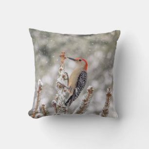 Red-bellied Woodpecker in the snow Cushion