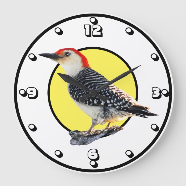Red-Bellied Woodpecker Large Clock (Front)