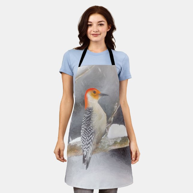 Red-Bellied Woodpecker Painting Original Bird Art Apron (Worn)