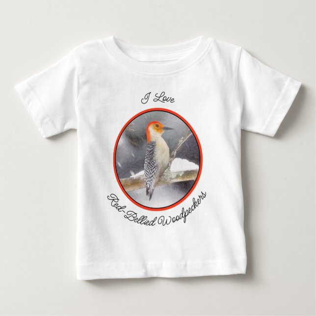 Red-Bellied Woodpecker Painting Original Bird Art Baby T-Shirt (Front)