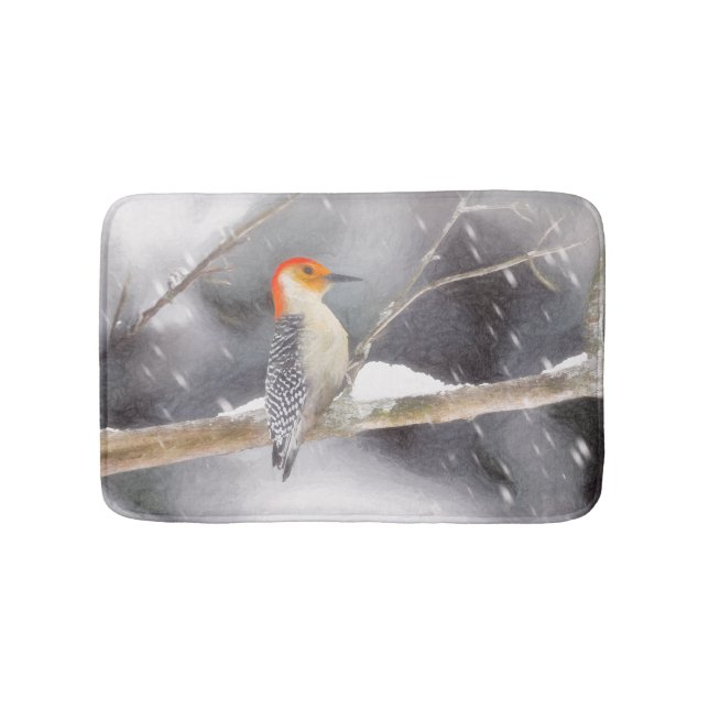 Red-Bellied Woodpecker Painting Original Bird Art Bath Mat (Front)