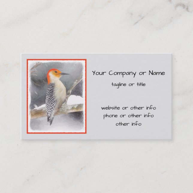 Red-Bellied Woodpecker Painting Original Bird Art Business Card (Front)
