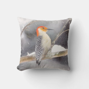 Red-Bellied Woodpecker Painting Original Bird Art Cushion
