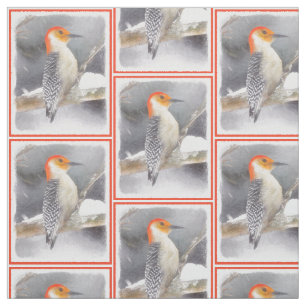Red-Bellied Woodpecker Painting Original Bird Art Fabric
