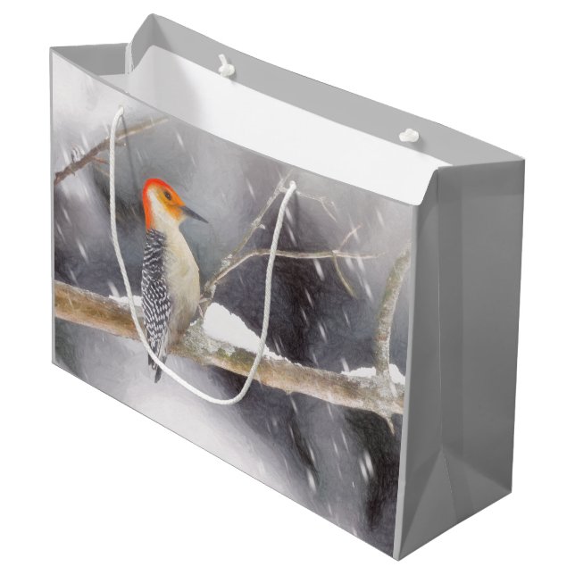 Red-Bellied Woodpecker Painting Original Bird Art Large Gift Bag (Front Angled)