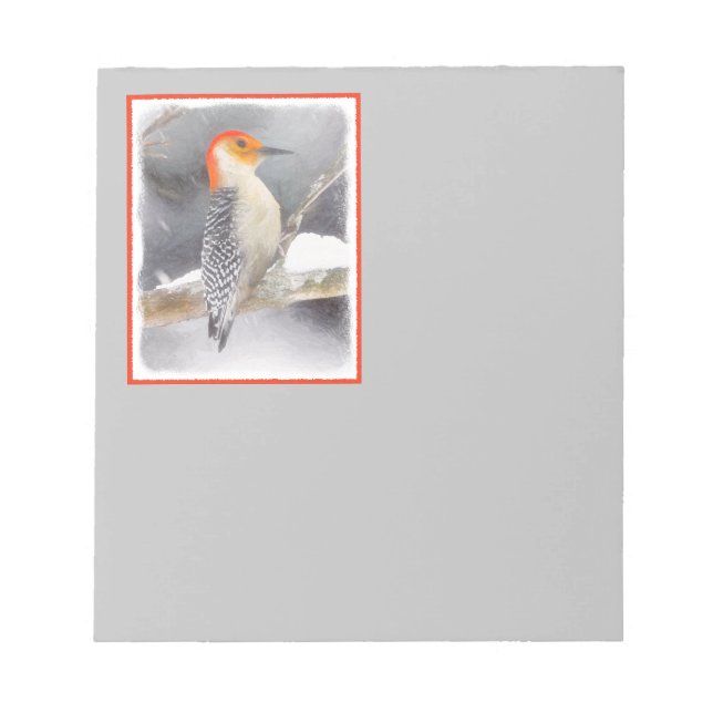Red-Bellied Woodpecker Painting Original Bird Art Notepad (Front)