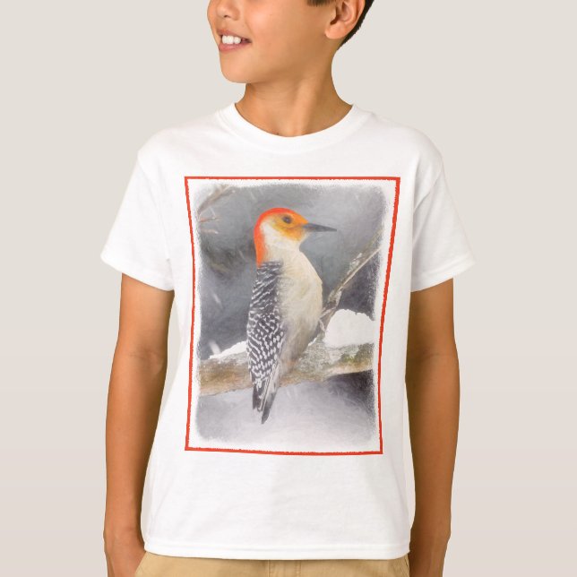 Red-Bellied Woodpecker Painting Original Bird Art T-Shirt (Front)