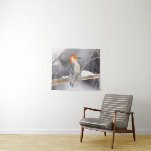 Red-Bellied Woodpecker Painting Original Bird Art Tapestry