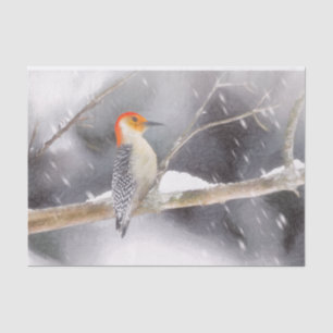 Red-Bellied Woodpecker Painting Original Bird Art Tissue Paper