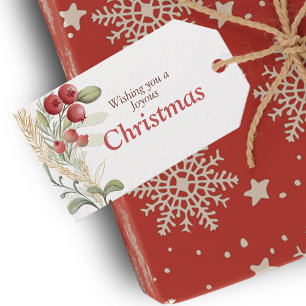 Red Berries and Greenery Elegant Christmas Gift Tags