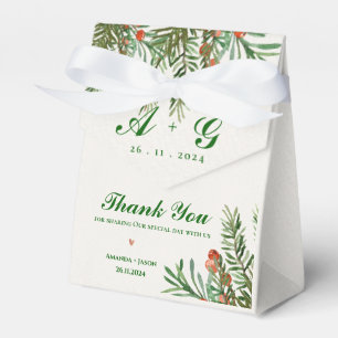 Red Berries And Leaves Festive Christmas Wedding Favour Box