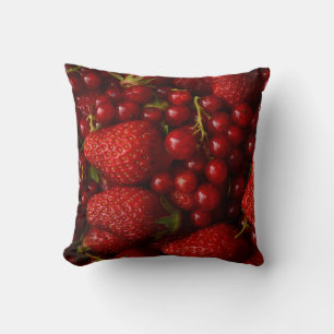 Red Berries and Strawberries Cushion