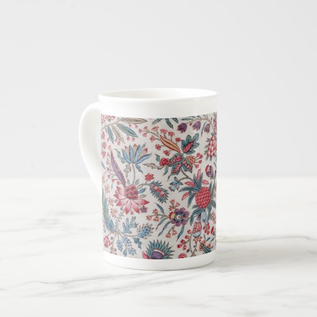 Red Berries and Vines Pattern Bone China Mug (Front Left)