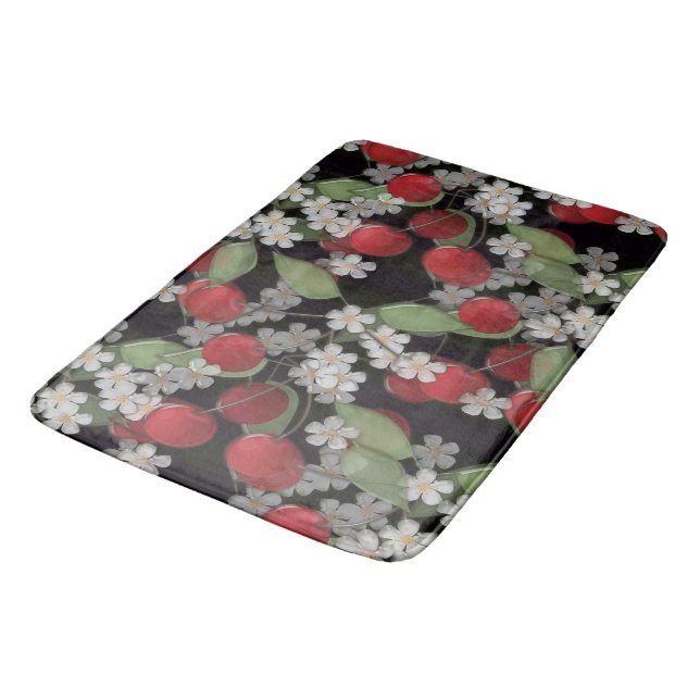 Red berries bath mat (Angled)
