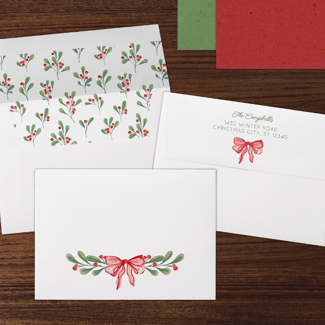 Red Berries Bow  Merry Christmas Envelope (Creator Uploaded)