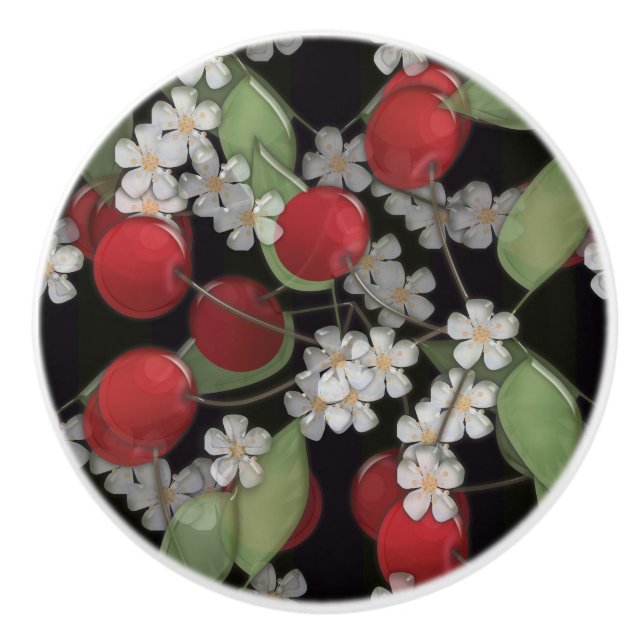 Red berries ceramic knob (Front)