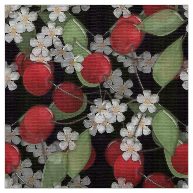Red berries , cherry fabric (Swatch)