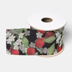 Red berries , cherry grosgrain ribbon