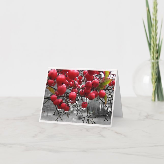 Red Berries Custom Holiday Card (Front)