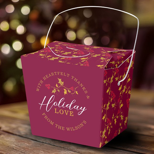 Red berries golden holly leaves Christmas love Favour Box (Creator Uploaded)