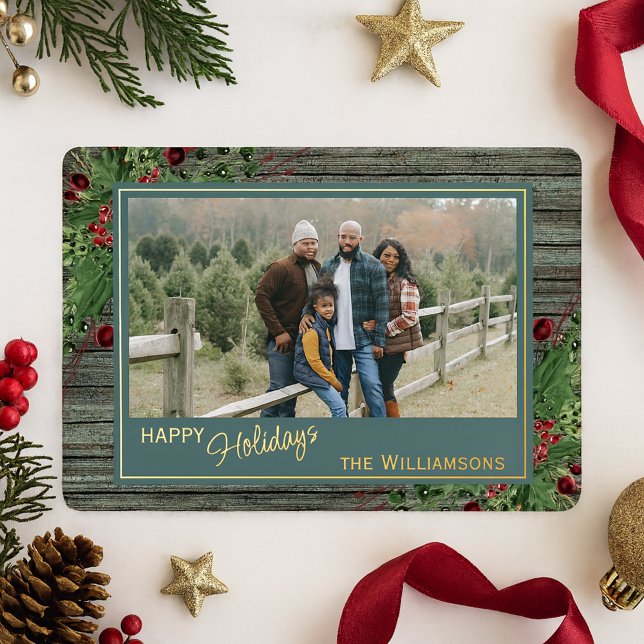 Red Berries Green Holly Botanical Foliage Gold (Creator Uploaded)