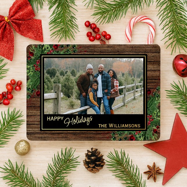 Red Berries Green Holly Botanical Foliage Gold (Creator Uploaded)