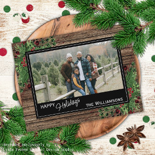 Red Berries Green Holly Cute Botanical Foliage Postcard