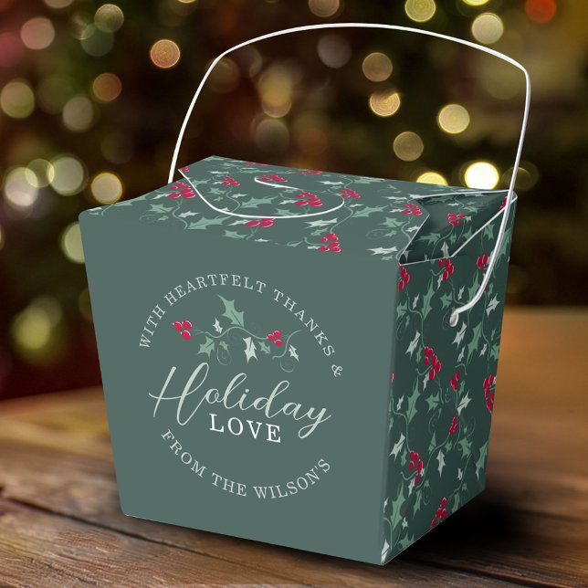 Red berries green holly leaves Christmas love Favour Box (Creator Uploaded)