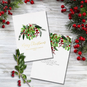 Red Berries Greenery Business Christmas Gold