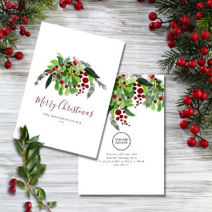 Red Berries Greenery Business Logo Christmas Holiday Card