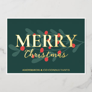 Red Berries Greenery Business Logo Merry Christmas