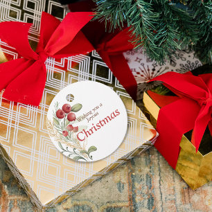 Red Berries Greenery Elegant Christmas Favour Tags