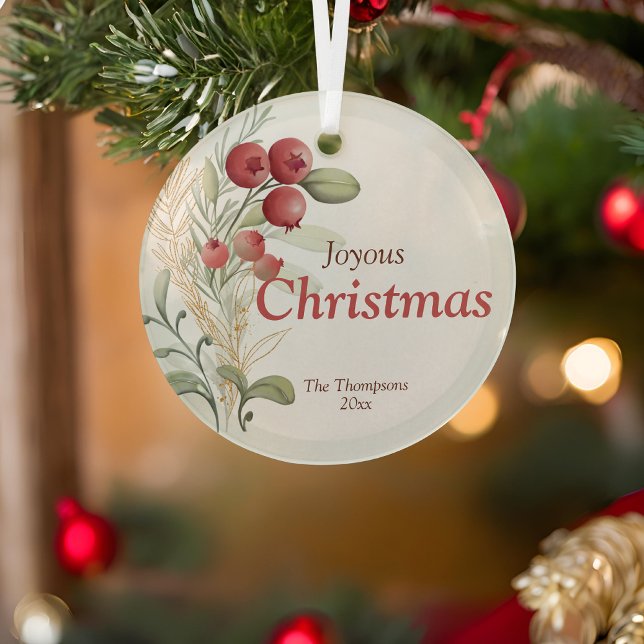 Red Berries Greenery Elegant Holiday Glass Tree Decoration (Creator Uploaded)