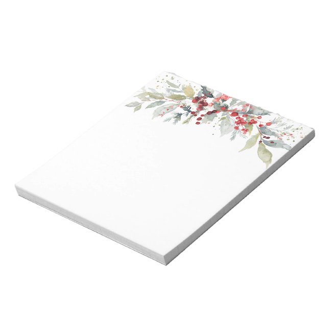 Red Berries Greenery Foliage Christmas /Wedding  Notepad (Rotated)